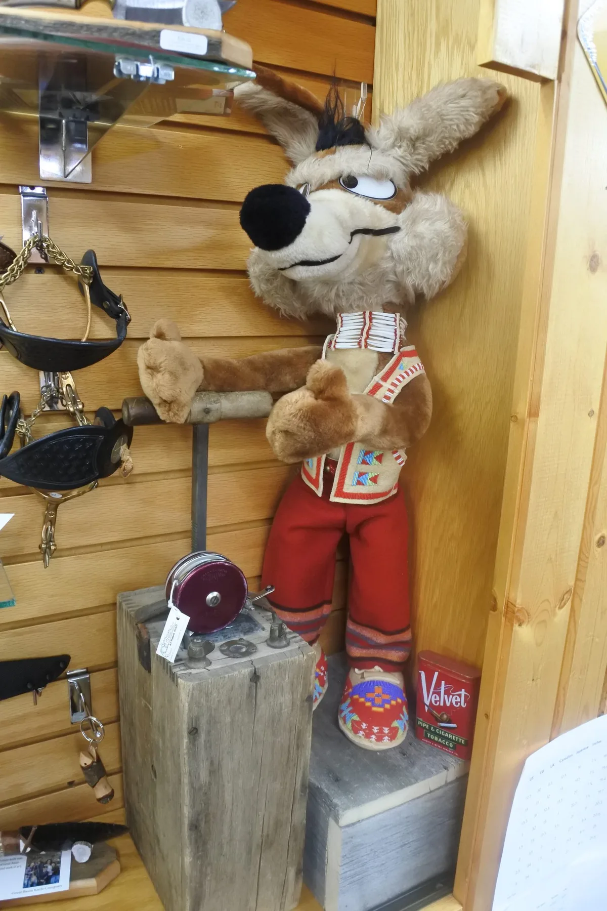 Antique Wile E. Coyote display inside Wind River Trading Company