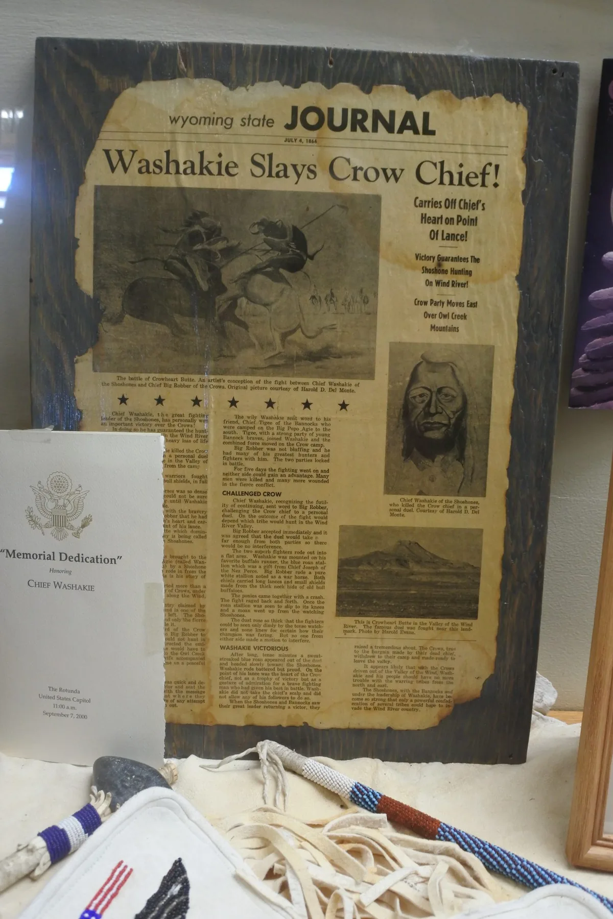Chief Washakie article on display inside Wind River Trading Company