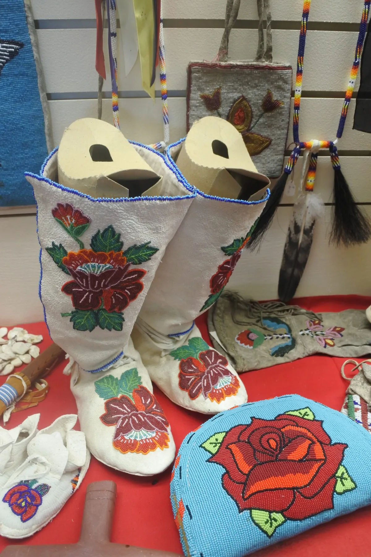 Moccasins displayed inside the Gallery of the Wind