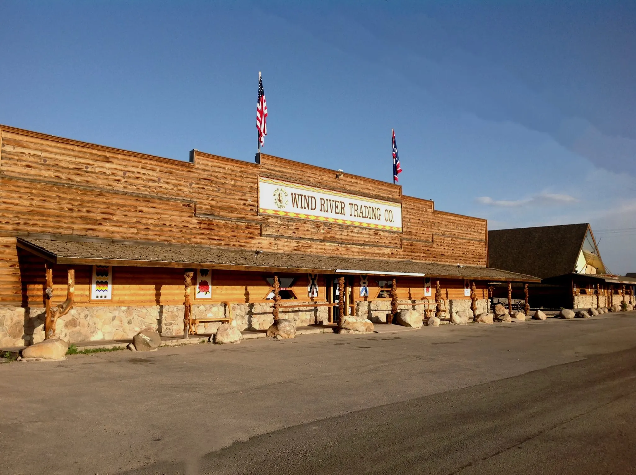Exterior storefront of Wind River Trading Company in Fort Washakie